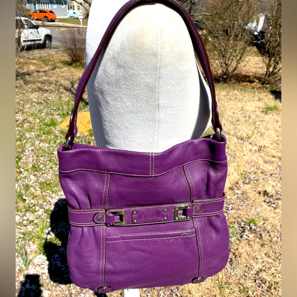 Tignanello’s Purple Genuine Pebble Leather Hobo Bag
